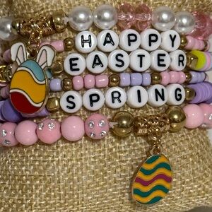 Colorful Easter Beaded Bracelet Set NEW
